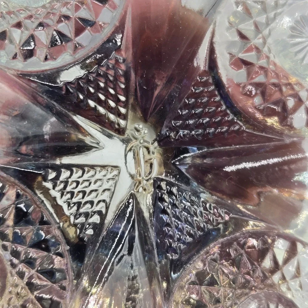 Vintage Imperial Glass Octagon Compote Smoke Carnival Glass Pedestal Candy Dish